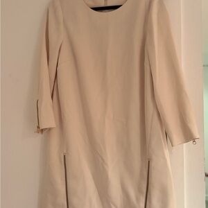 J. Crew Cream Long Sleeve Dress with Zipper Details